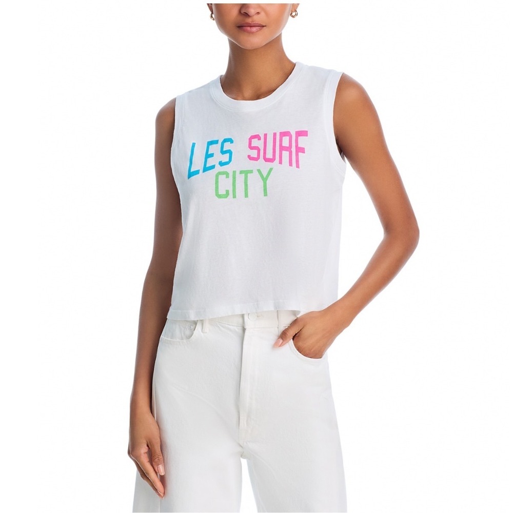 Mother The Strong and Silent Sleeveless Tee Les Surf City White Small NWT